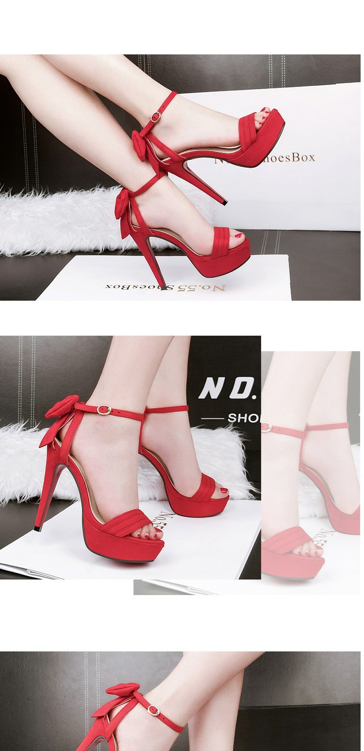 12CM từ với nền tảng không thấm nước dép hở ngón nữ mùa hè mới nơ stiletto công chúa mỏng siêu cao gót sandal đế cao