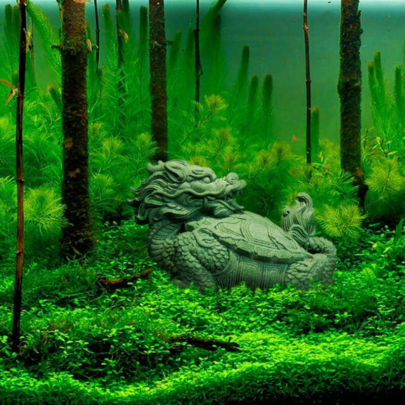 Chinese-Style Fortune-Bringing Dragon Turtle Fish Tank Bottom Decoration Creative Green Sandstone Study Desk Auspicious Beast Xuanwu Ornament