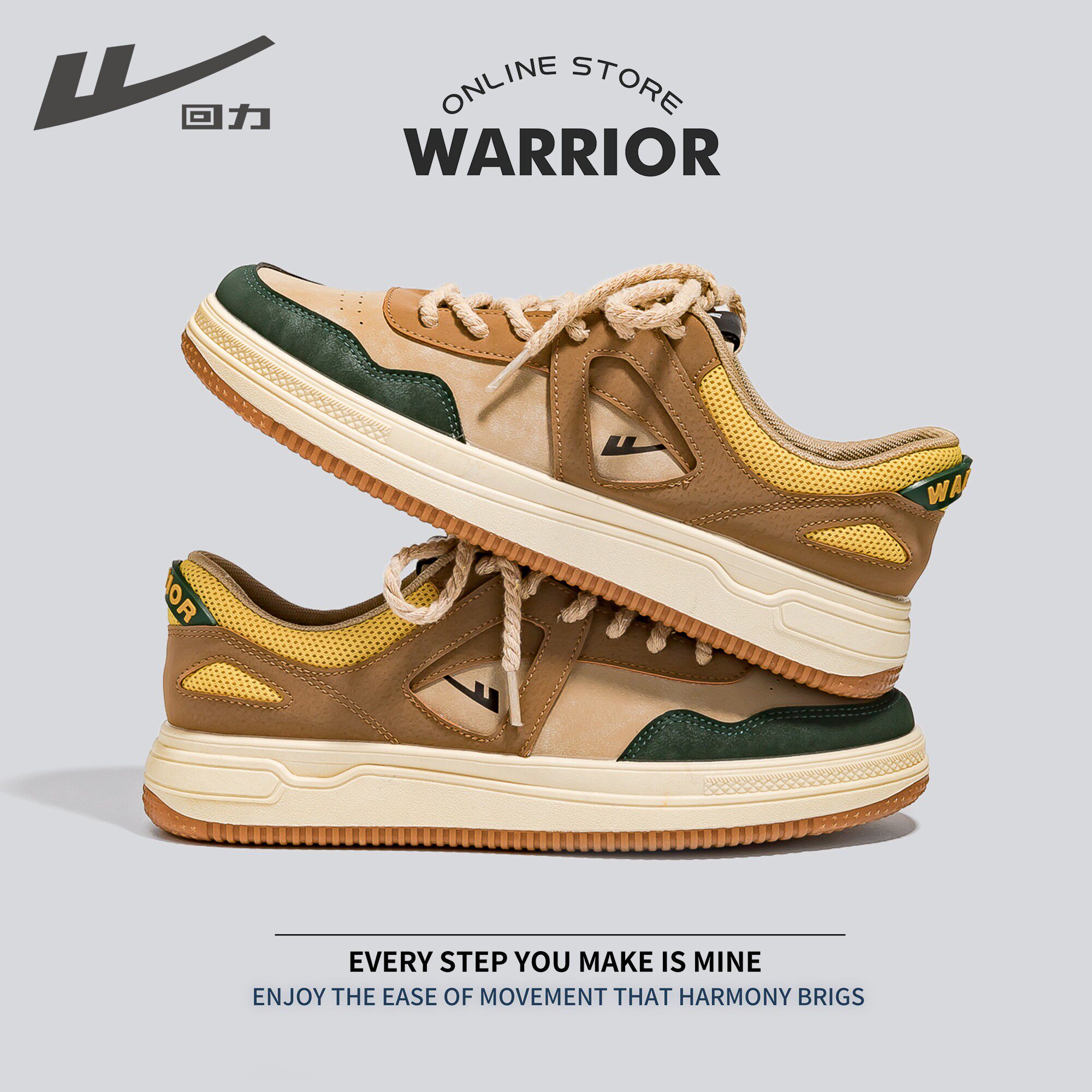 Warrior pull back 2022 autumn new Korean version of the wild student retro couple sneakers sports casual shoes