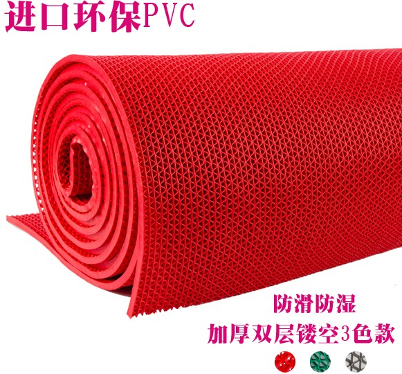 Nhựa thảm đỏ phòng tắm chống trượt mat nhà vệ sinh tắm nhà foyer hollow PVC mat mat có thể được cắt