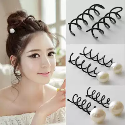 Korean version of hair jewelry headgear Pearl spiral clip ball head curler tool spiral thread clip flower bract head shaping clip
