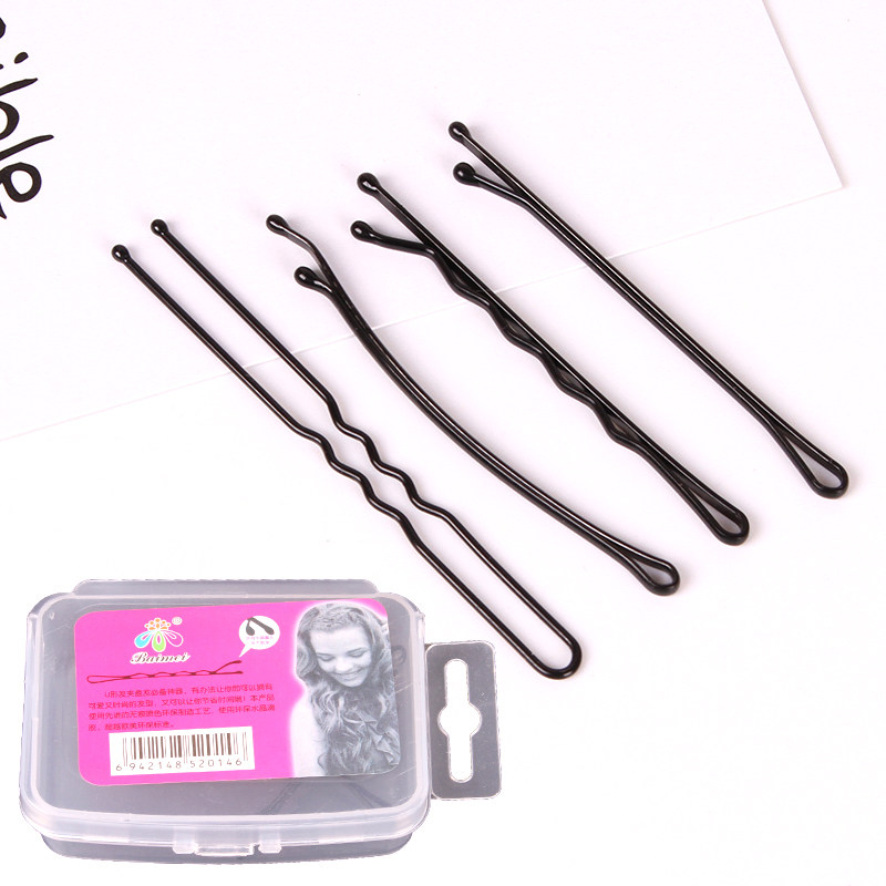 Black word clip broken hair clip Hair accessories Wave clip bangs clip Curved clip Hair card steel clip Disc hair U-shaped clip headdress