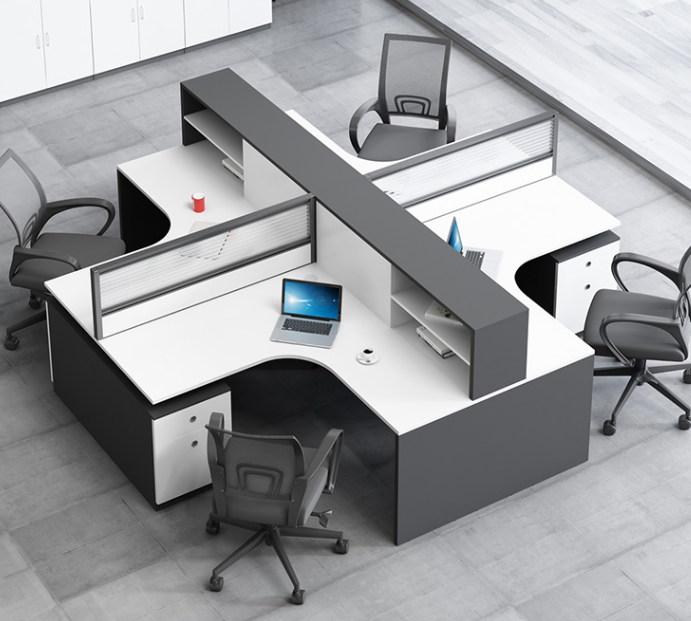 Simple modern office financial desk 4-person L-shaped screen staff 6-person office desk and chair combination deck