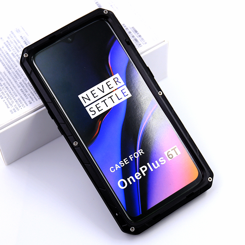 iMatch Water Resistant Shockproof Dust/Dirt/Snow-Proof Aluminum Metal Military Heavy Duty Armor Protection Case Cover for OnePlus 6T