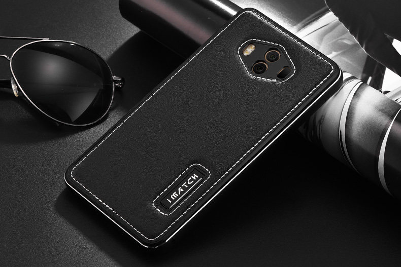 iMatch Luxury Aluminum Metal Bumper Premium Genuine Leather Back Cover Case for Huawei Mate 10