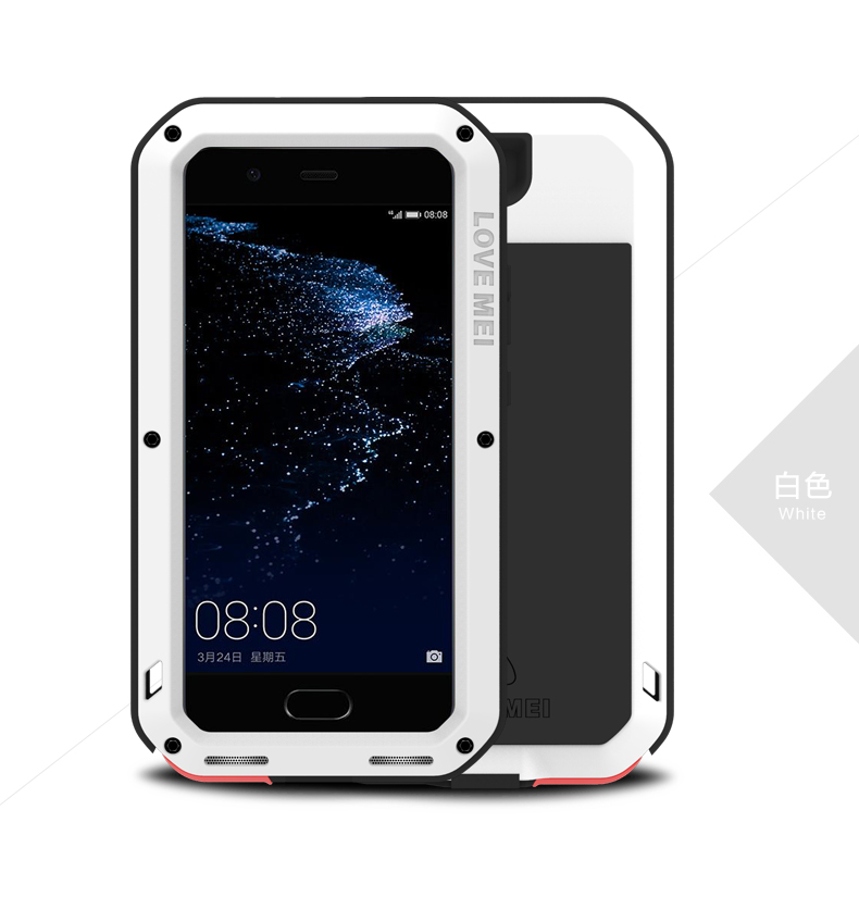LOVE MEI Powerful Water Resistant Shockproof Dust/Dirt/Snow Proof Aluminum Metal Outdoor Heavy Duty Case Cover for Huawei P10