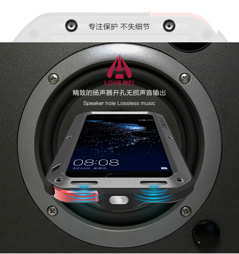 LOVE MEI Powerful Water Resistant Shockproof Dust/Dirt/Snow Proof Aluminum Metal Outdoor Heavy Duty Case Cover for Huawei P10