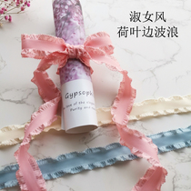 New lady wind ruffle wave ribbon flower gift shoes and hats decorative ribbon handmade bow material