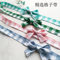 25MM selected quality generous plaid with flower ribbon Three-dimensional style plus fishing line diy bow ribbon