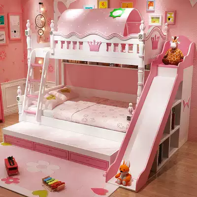 Bunk bed hua ti chuang two children Girl Wood interleaved bunk bed adult a bunk bed as well as pillow
