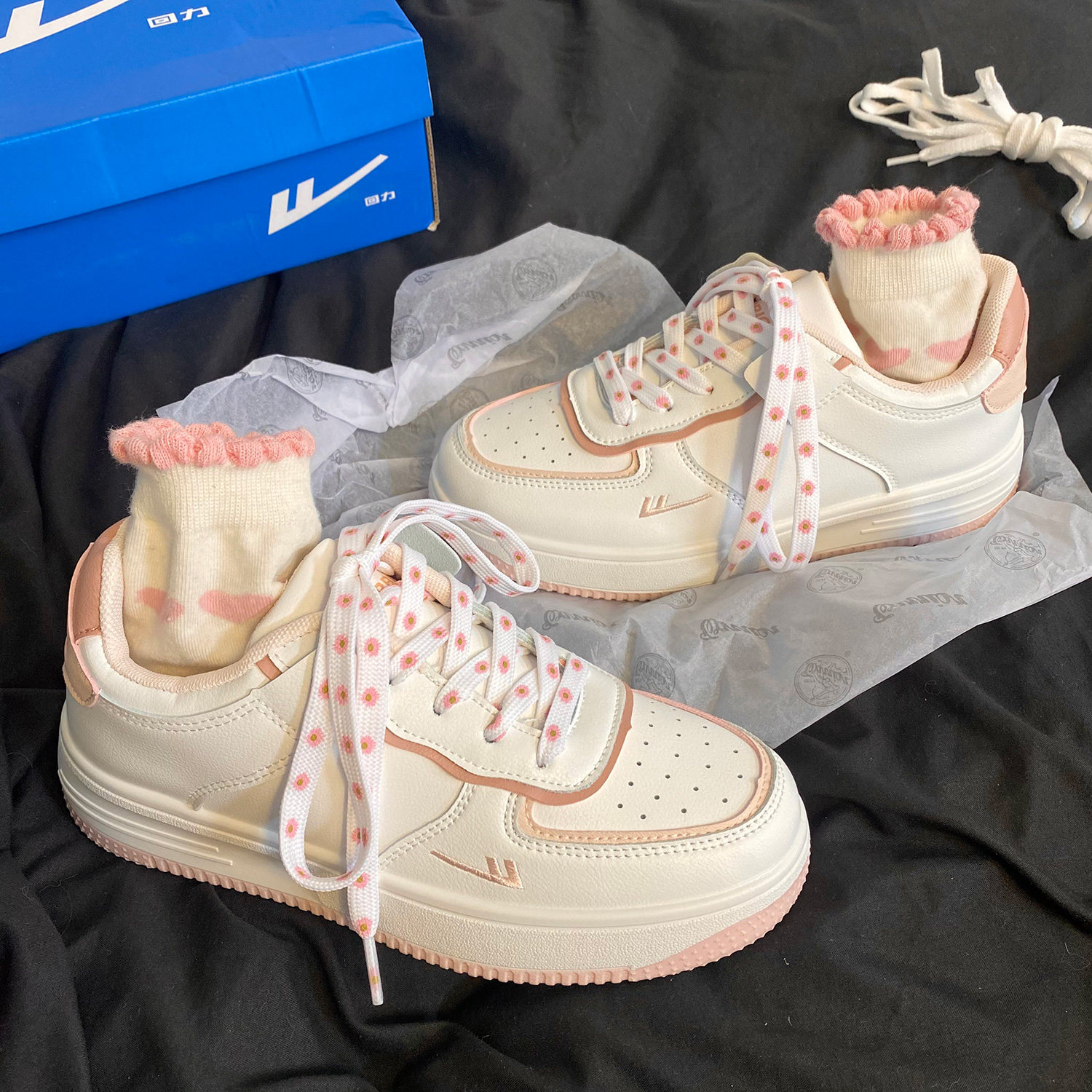 Pull back ow joint cherry blossom women's shoes small white shoes female Air Force No. 1 summer all-match sports shoes ins tide summer models