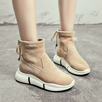 Giày cao cổ nữ boot 2018 mùa thu mới phẳng Martin ủng dày đế dày thể thao hoang dã giản dị để giúp giày nữ giày the thao nữ cao cấp hàng hiệu