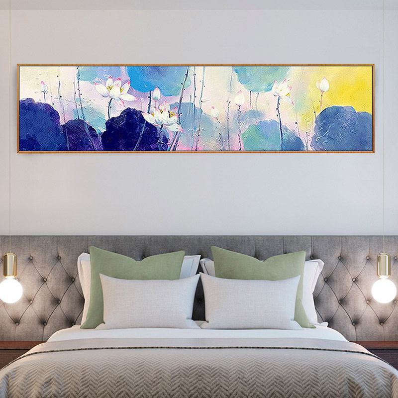 Hand-painted Abstract Oil Painting Living Room Modern Simplicity New Chinese Color Lotus Leaf Lotus Chinese single-size bedroom decorative painting