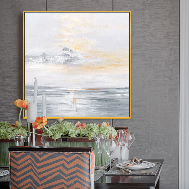Hand-painted Abstract Oil Painting Modern Minimalist Dining Room Nordic Seaside Sunrise Sunset Wind Landscape Painting Genguan Living Room Decoration Painting