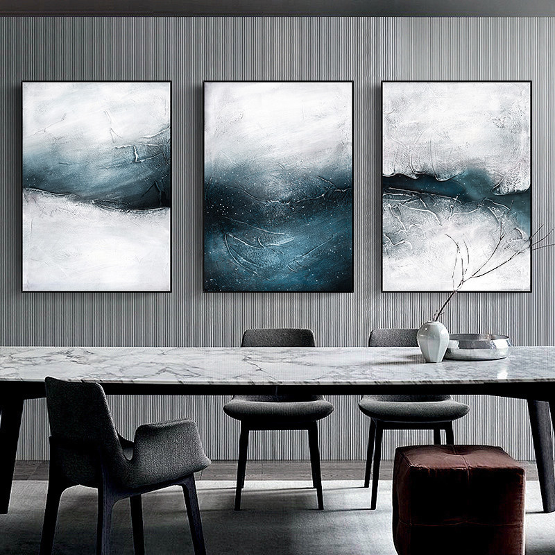 Hand-painted Oil Painting Sea Sky Sheng Banquet Room Hanging Painting Modern Minimalist Abstract Art Atmospheric Triple Sofa Decoration Painting
