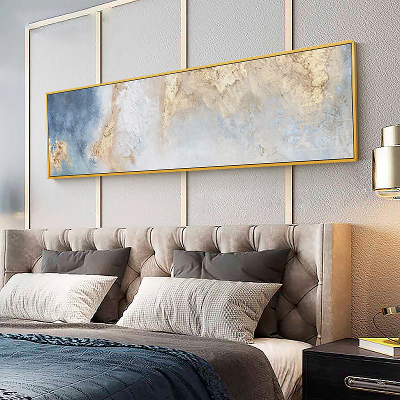 Hand-painted Abstract Oil Painting Bedroom Living Room Decoration Painting Modern Minima Nordic American Light Lavish Hanging Painting Gold Leaf Beach