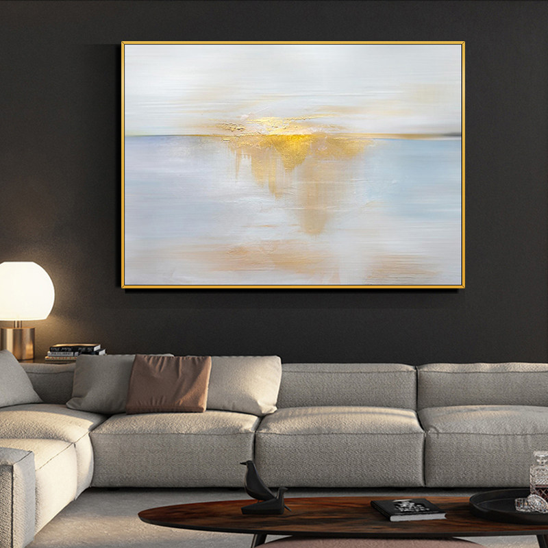 Hand drawing abstract Oil painting Living room Decoration painting Modern minimalist Nordic seaside sunrise Sunset Sofa background wall hanging painting