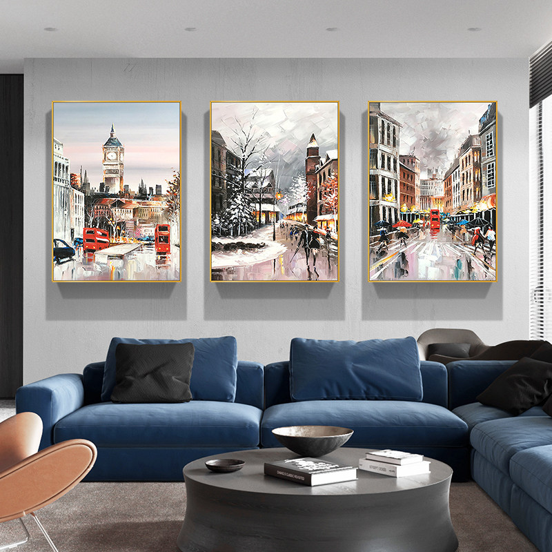 Hand painted oil painting Modern minimalist light extravaganza with sparkling view Art Deco Art Deco painting Living room background wall hanging painting