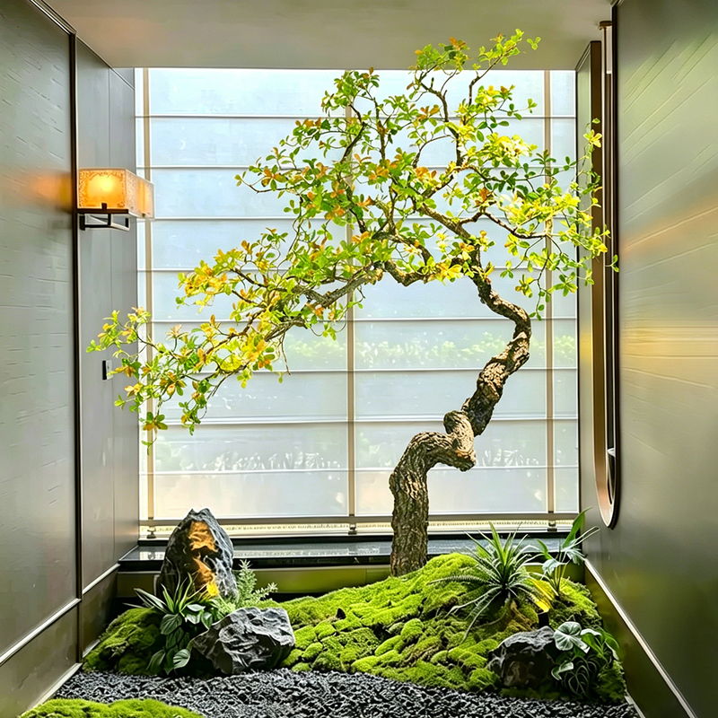 Large Artificial Trees, Island-Style Spring Flower Hotel Interior Landscape, Villa Window Display Plants, Simulated Green Plants for Landscaping, Simple Decoration