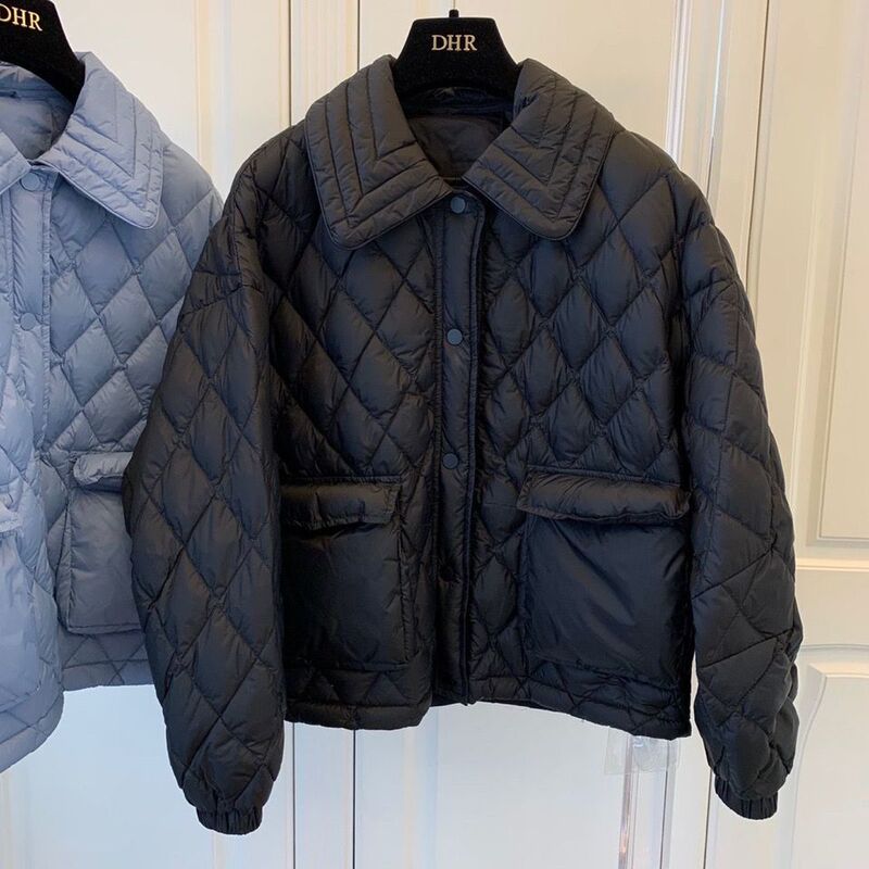 New 2024 Autumn and Winter Lapel Diamond-Pattern Lightweight Short Cotton Jacket for Women, Thickened and Warm Cotton Coat New 2024 Autumn and Winter Lapel Diamond-Pattern Lightweight Short Cotton Jacket for Women, Thickened and Warm Cotton Coat