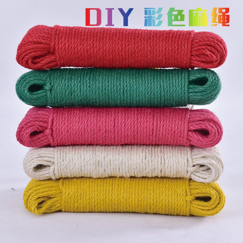 Colorful hemp rope rope diy thin and thick hand-woven braided rope decoration thread hemp color material retro style