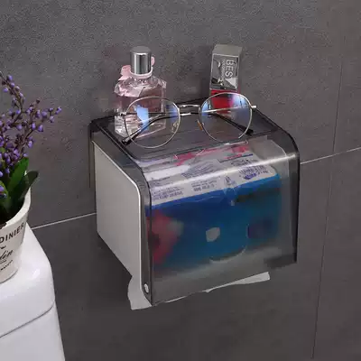 Cosmetic room roll toilet paper holder non-perforated waterproof suction type paper towel holder toilet tissue box sanitary paper box bathroom extraction type sanitary paper tube