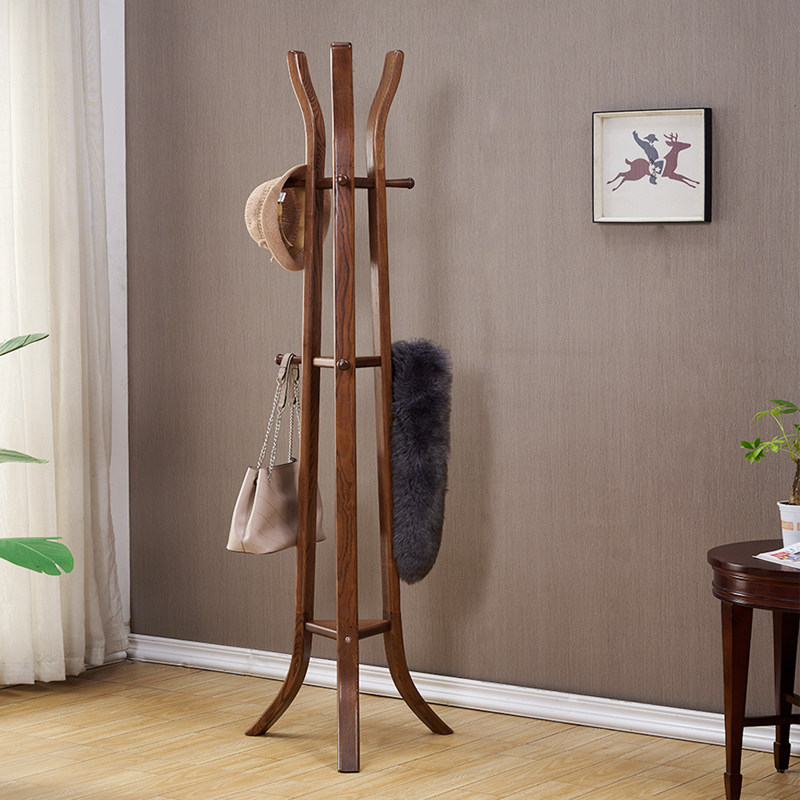 Solid wood cloakhat rack floor hanging hanger modern minimalist bag rack large clothes rack bedroom home living room Xuanguan