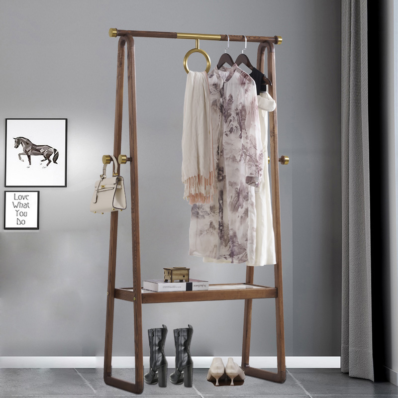 Hangshirt frame landing bedroom solid wood multi-function cloak rack household living room clothes hanging frame solid vertical shelf