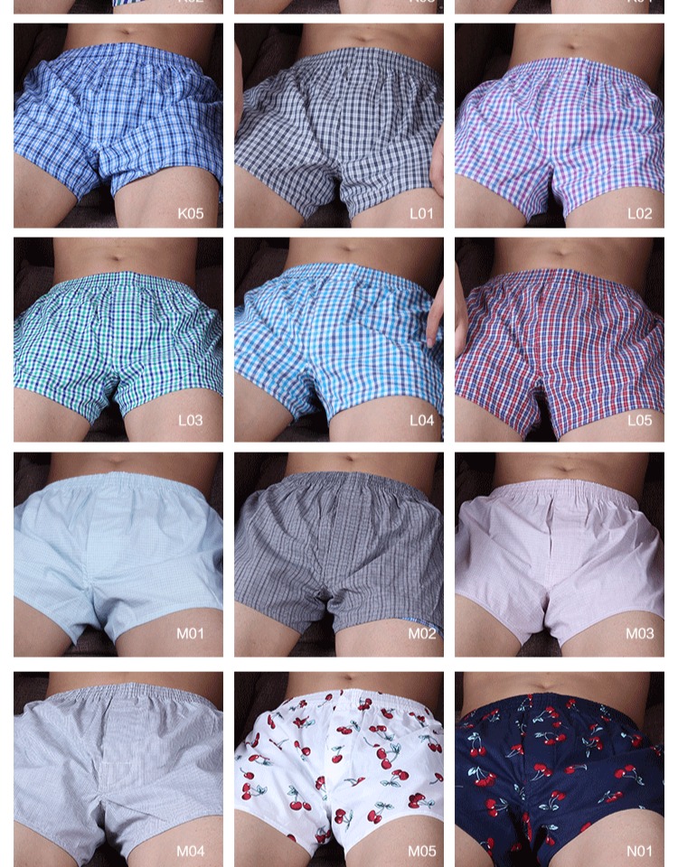 Một quần Luo nam võ sĩ cotton nguyên chất lỏng lẻo bốn góc đồ lót mỏng lưới nhà ngủ quần ngủ đồ ngủ dệt bông quan sip nam