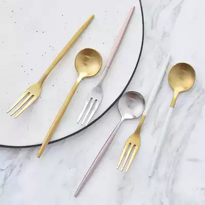 304 stainless steel coffee spoon Mini stirring spoon European simple dessert spoon creative cake fruit fork