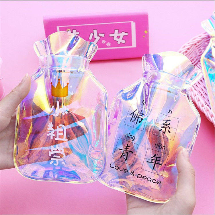 2 get 1 small transparent water-filled hot water bag for girls to carry belly warmer adult hand warmer bag student filling water warm water bag