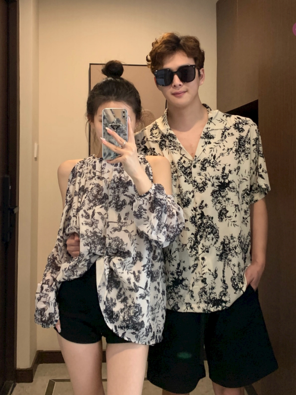 Beach Vacation Couple Outfits Summer 2025 Niche Short-Sleeved Shirts High-End Dresses One-Piece Dress Trendy Beach Vacation Couple Outfits Summer 2025 Niche Short-Sleeved Shirts High-End Dresses One-Piece Dress Trendy
