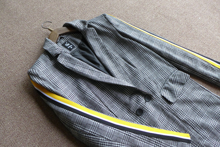 Châu Âu và Hoa Kỳ Phong cách Anh thanh lịch retro siêu mỏng kẻ sọc phù hợp với áo khoác nữ áo khoác vest nữ