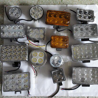 Led electric car light motorcycle stock engineering side inverted front large super bright shooting fog light 12-80v waterproof retrofit thermal pin