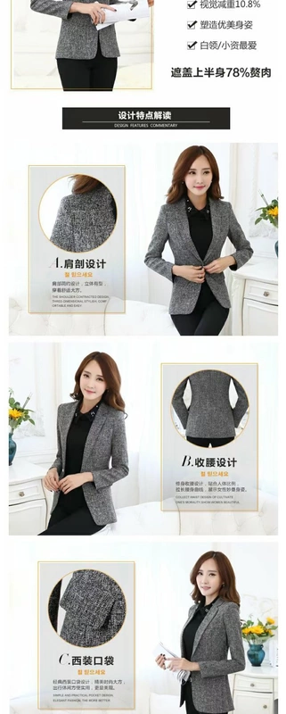 Lapel nhỏ phù hợp với áo khoác nữ 2017 mùa thu đông mới hoang dã tự canh thường phần dài áo khoác cotton và vải lanh