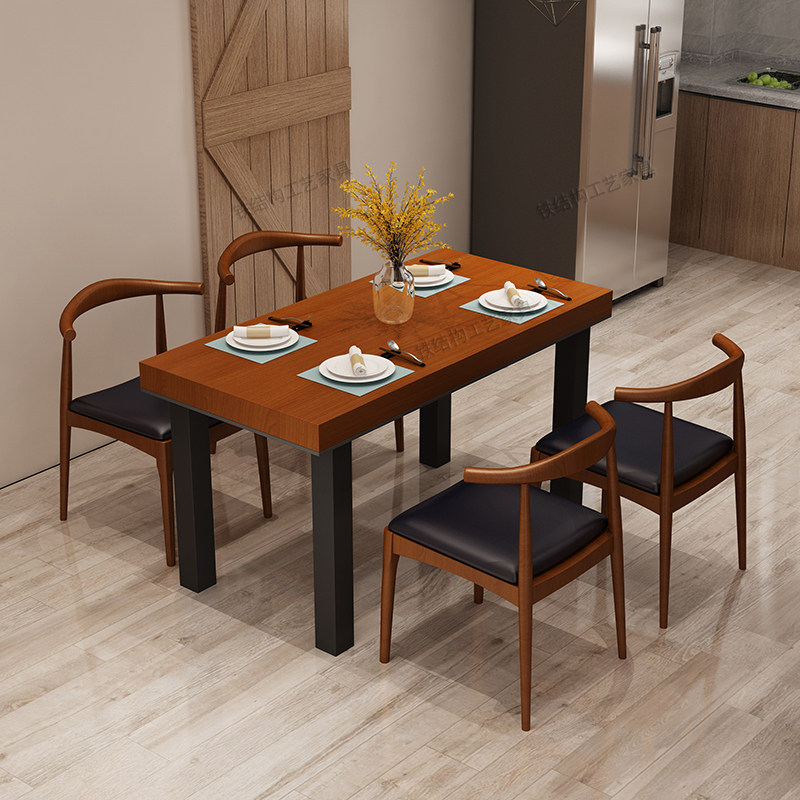Solid wood dining table household small household log dining table and chair combination rectangular dining table modern minimal dining table