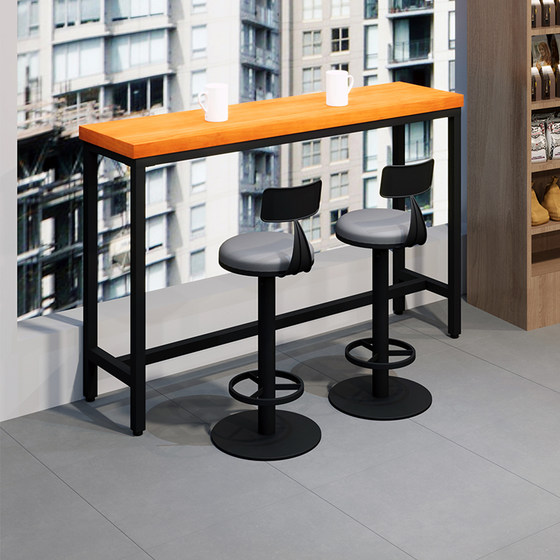 단단한 나무 바 테이블 미국 맞춤형 홈 발코니 간단한 하이 레그 긴 테이블과 의자 조합 벽걸이 형 좁은 테이블 바 테이블