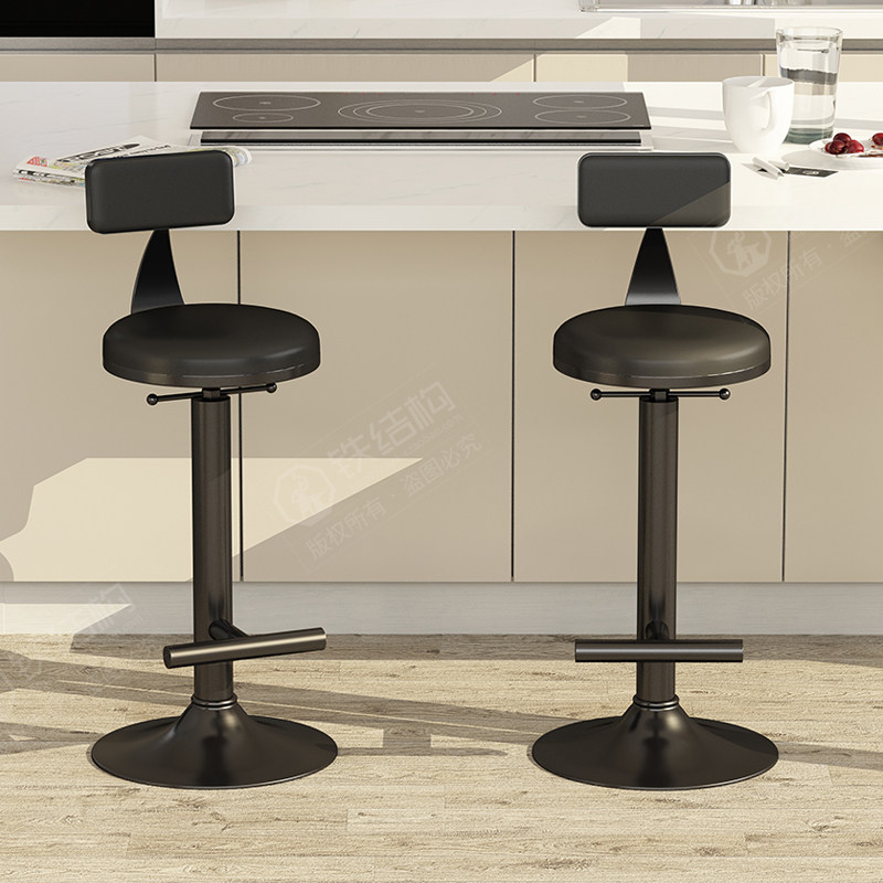 Soft backrest Jean Joins bar Chair Home Net Red Milk Tea Shop Lifting Swivel Chair Bar Front Desk High Footstool