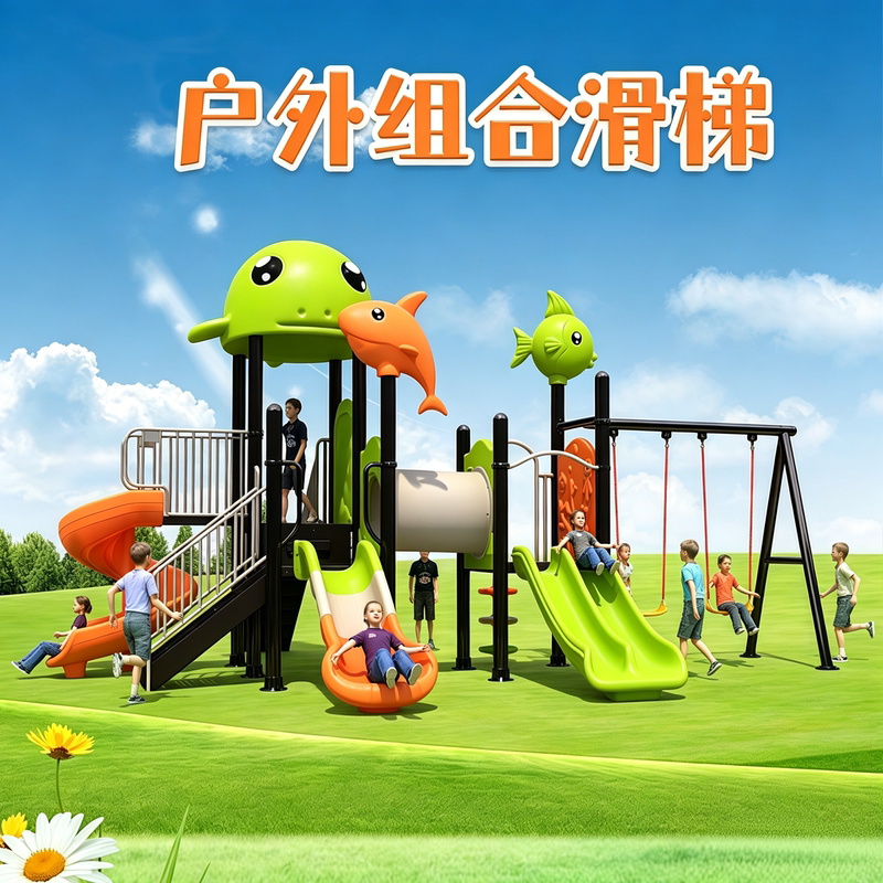 Outdoor Large Slide and Swing Combination Outdoor Courtyard Children's Slide Kindergarten Park Community Amusement Equipment