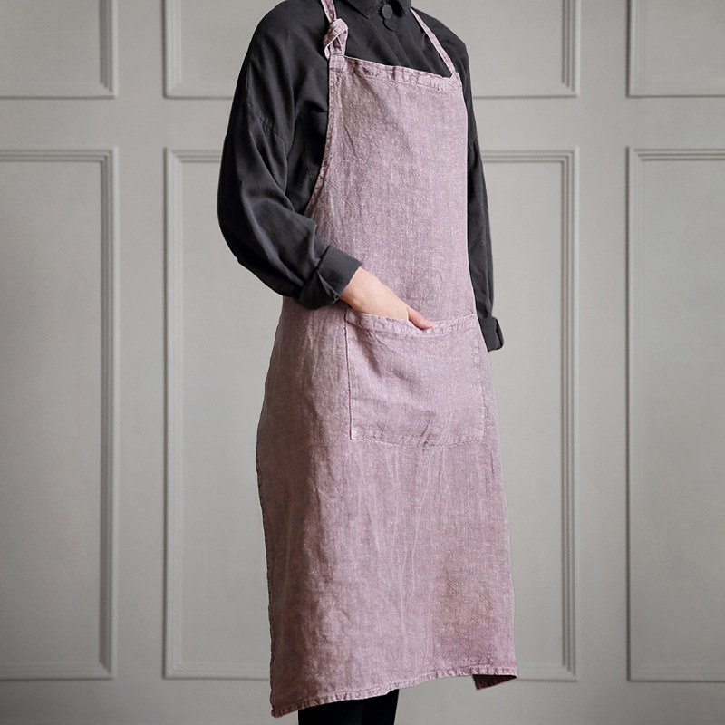 Calle New Pin Nordic Japanese Style Apron Restaurant Cafe Kitchen sleeveless linen long edition