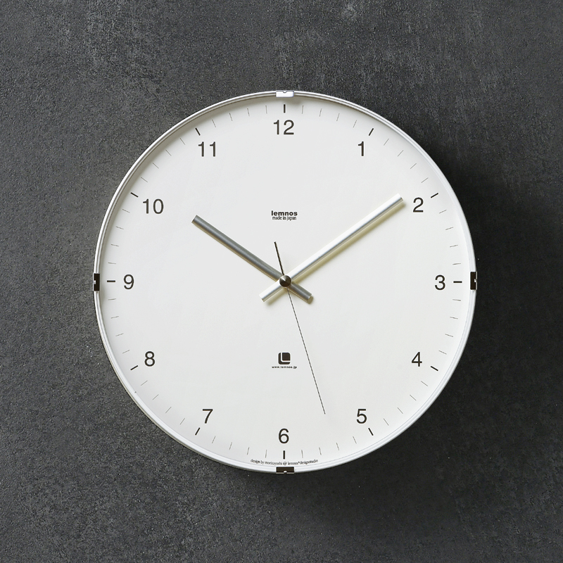 Kale Japan imported Lemnos Nordic minimalist modern clock mute digital metal wall clock white