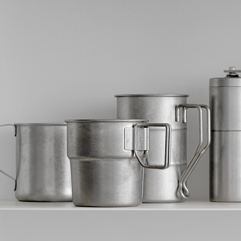 Caragle Japan imports AOYOSHI Qingfang to make the retro frosted silver stainless steel coffee cup camping water glass