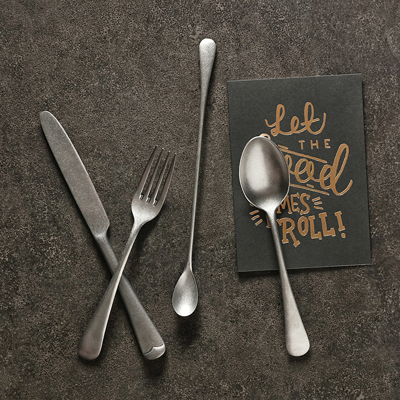 Caragle Japan AOYOSHI Qingfang made the retro Stainless Steel Western Meal Main Dining Knife Fork Cream Knife Cake Fork