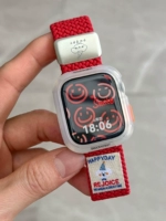 Большая красная + полупрозрачная трехмерная мягкая плетеная магнитная пряжка в виде ракушки.