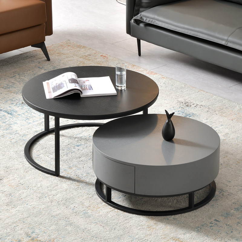 Modern minimalist slate round coffee table Large and small living room creative light luxury round tea table Nordic minimalist coffee table