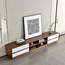 Modern minimalist TV cabinet coffee table combination Walnut TV cabinet Nordic size living room floor cabinet