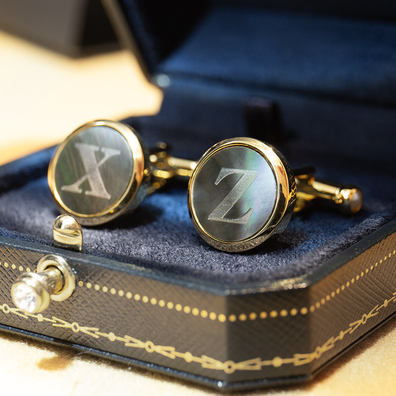 Men's cufflinks customized name letters light luxury and advanced