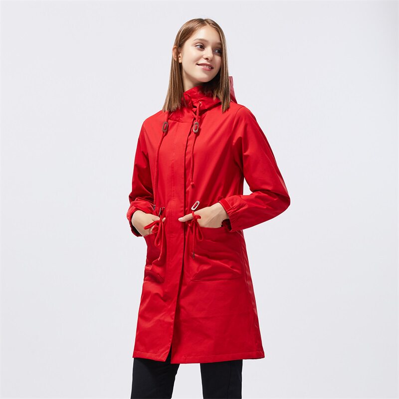 Single-layer Lianhood Assault Woman's medium long version Spring and autumn Chauchiu South Korean jacket thin Waterproof Windproof Clothes Brand Tibet