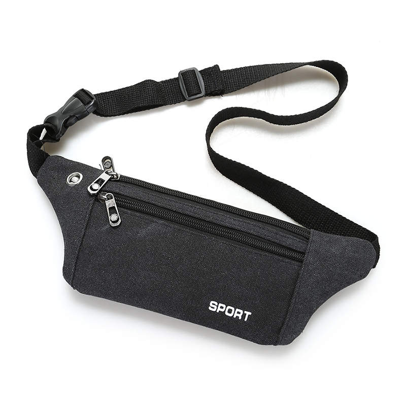 The new ultra-thin canvas waist bag simple casual unisex waist bag outdoor travel bag convenient and practical cashier bag