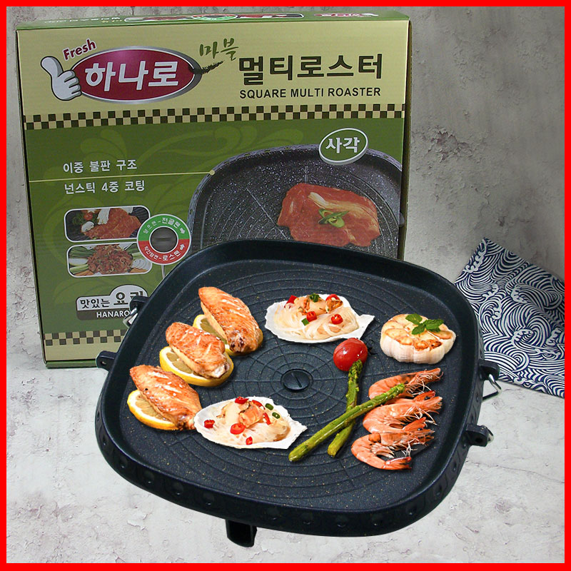 Korean barbecue plate Korean square barbecue plate Maifan stone coating smoke-free household field portable iron plate